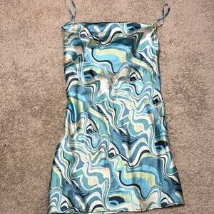 Stylish Blue and Green Mini Dress